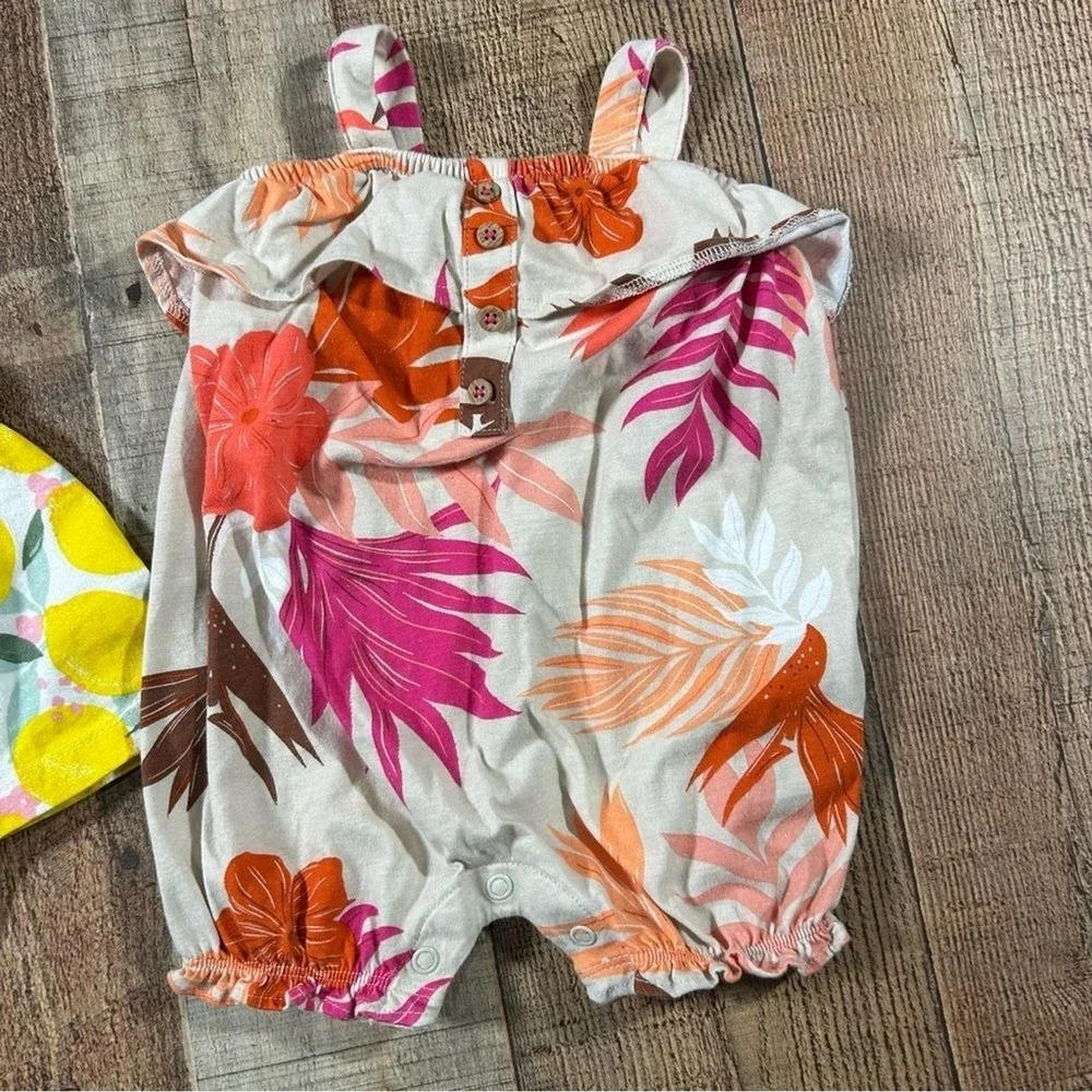 Carter's Baby Girl Romper 6 months Lot Summer Citrus Tropical Outfit Lemon
